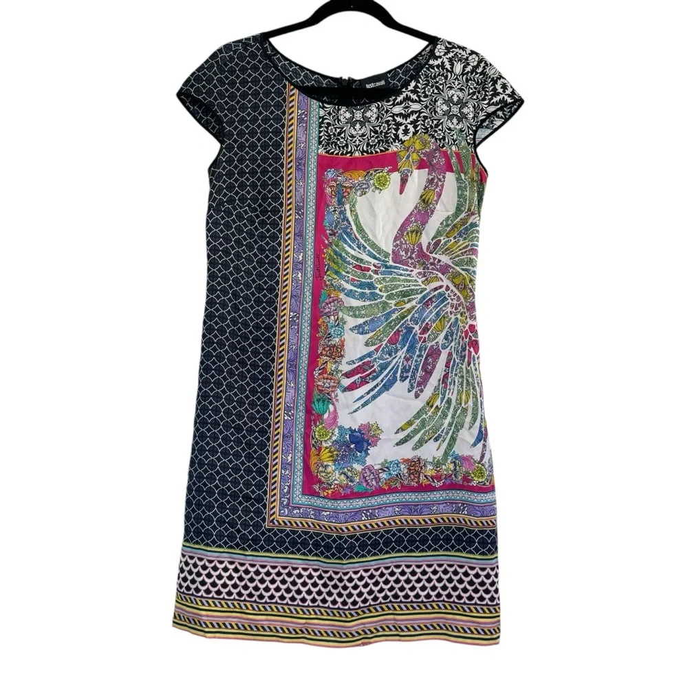 JustCavalli Roberto Cavalli 100% Silk Bandana Print Mini Dress Size 42 (US 6) - Picture 1 of 16